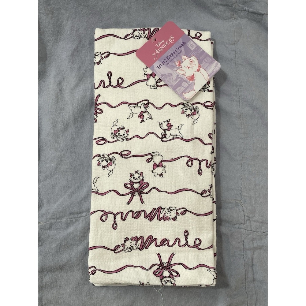 NEW Disney - Aristocats - Marie - Set of 2 Kitchen Towels 16x26 - Marie Ribbons